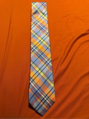 Stafford Orange and Blue Plaid Tie